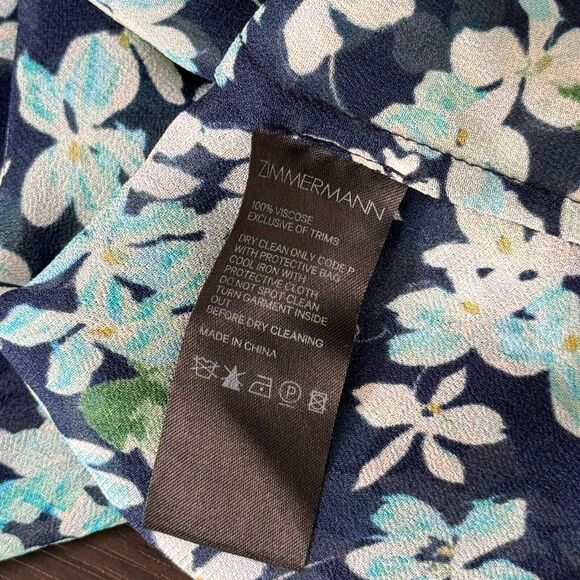 Zimmermann Top 1 Womens size 6 US Floral Ruffle Blouse Boho Tie Neckline Viscose - Picture 10 of 12
